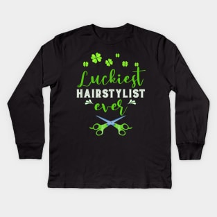 Luckiest Hairstylist Ever St. Patrick's Day Kids Long Sleeve T-Shirt